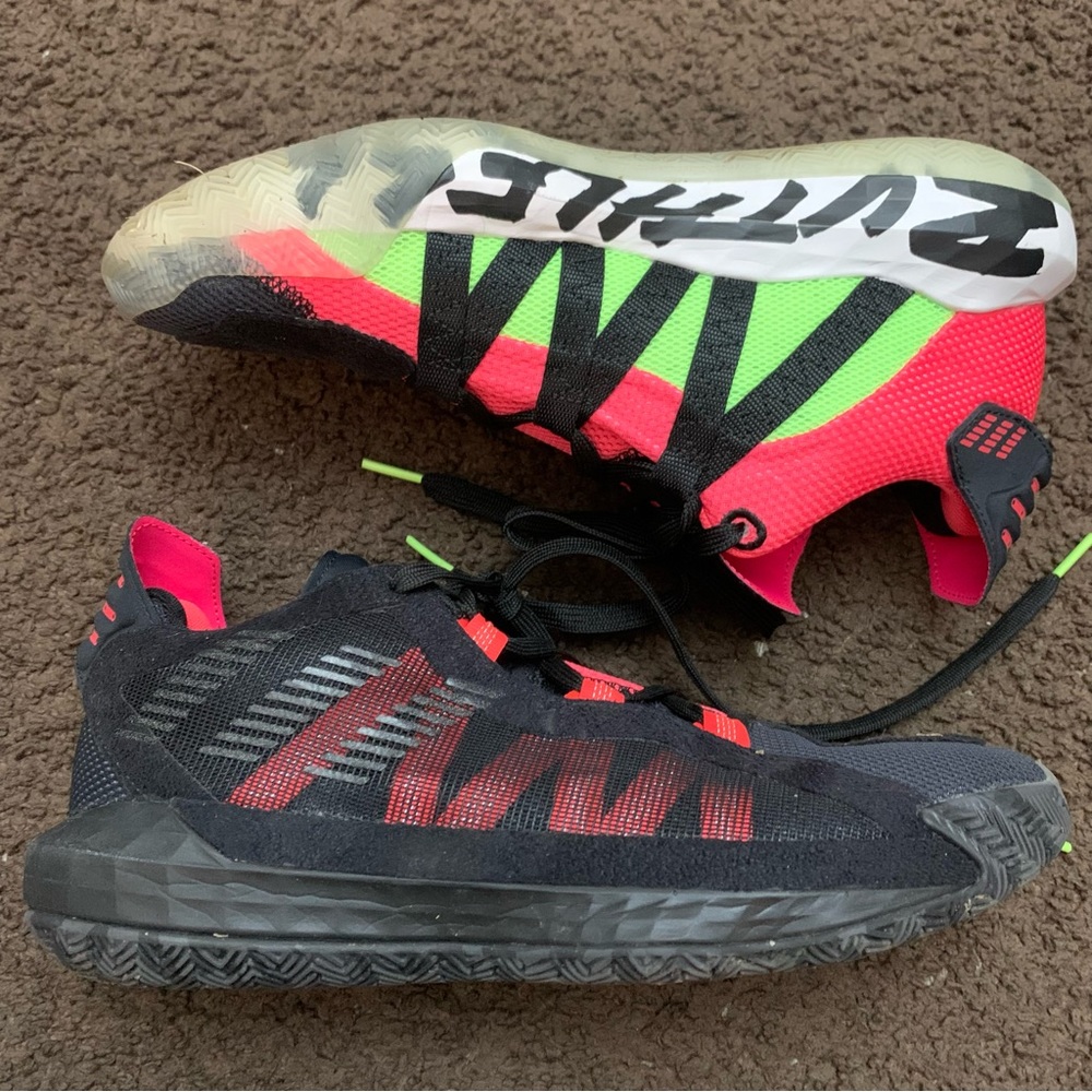 ADIDAS Dame 6 Ruthless Black Red Ice Lillard Basketball Shoes